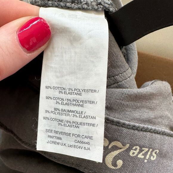 J. Crew High-Rise Toothpick Jeans in Charcoal Wash, Size 25 - Picture 6 of 9